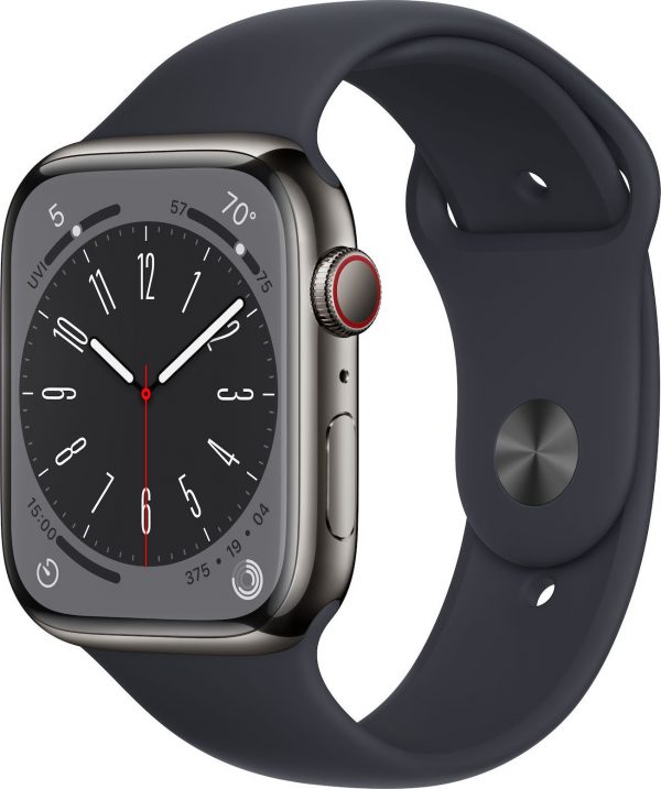 Smartwatch Apple Watch Series 8 GPS + Cellular 45mm Graphite Stainless Steel Granatowy (MNKU3WB/A).