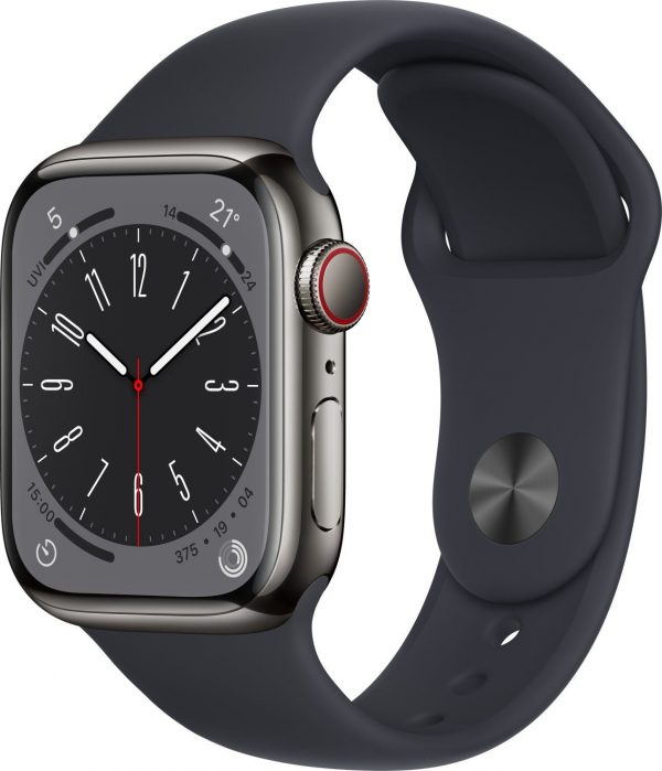 Smartwatch Apple Watch Series 8 GPS + Cellular 41mm Midnight Stainless Steel Sport Granatowy (MNJJ3FD/A).