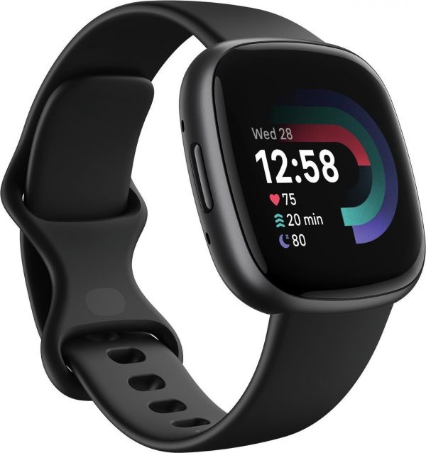 Smartwatch Fitbit Fitbit by Google Versa 4 czarno-grafitowy zestaw prezentowy.