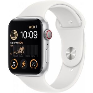 Smartwatch Apple Watch SE 2022 GPS + Cellular 44mm Silver Alu Sport Biały.