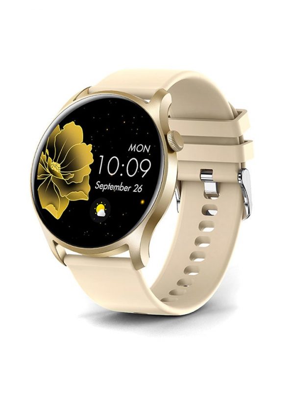Smartwatch "WAC-163" w kolorze kremowym.