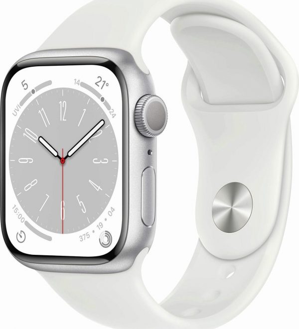 Smartwatch Apple Watch Series 8 GPS 41mm Silver Alu Sport Biały (MP6K3WB/A).