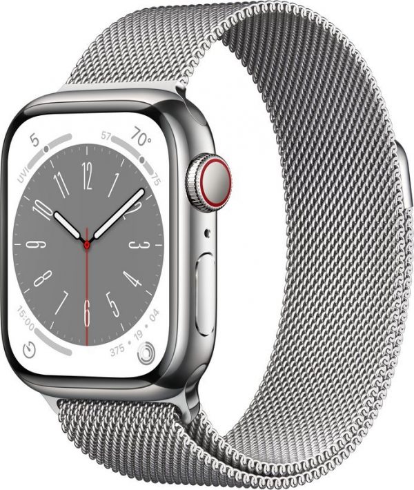 Smartwatch Apple Watch Series 8 GPS + Cellular 41mm Silver Stainless Steel Srebrny (MNJ83FD/A).