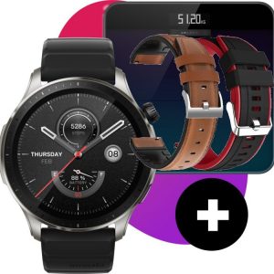 Smartwatch Amazfit GTR 4 Black + Waga Smart Scale + 2 wymienne paski.