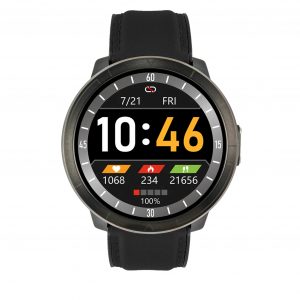 Smartwatch sportowy unisex Watchmark WM18 czarny skórzany.