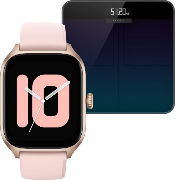 Smartwatch Amazfit GTS 4 Rosebud Pink + Waga Smart Scale.