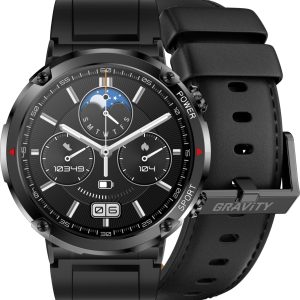 Smartwatch Gravity Zegarek męski SMARTWATCH GRAVITY GT21-3 BK/BK LEATHER / BK.