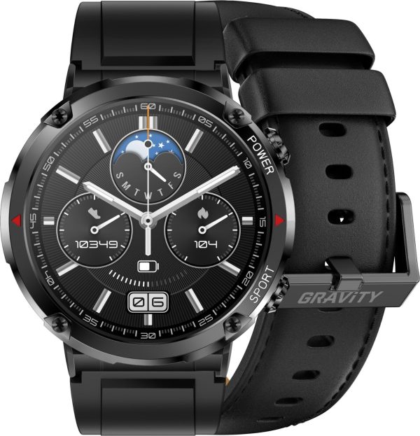 Smartwatch Gravity Zegarek męski SMARTWATCH GRAVITY GT21-3 BK/BK LEATHER / BK.