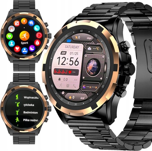 Smartwatch Wenom SMARTWATCH ZEGAREK MENU POLSKI ROZMOWY SPORT AMOLED SMART WATCH CIŚNIENIE.