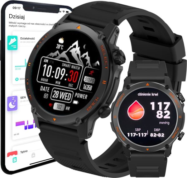 Smartwatch Wenom Smartwatch Zegarek smart watch Menu Polskie Amoled Ciśnienie Tętno Sport.