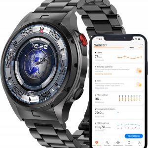 Smartwatch Wenom Smartwatch Męski Zegarek AMOLED Czarny Tętno Ciśnienie Smart Watch Sport.