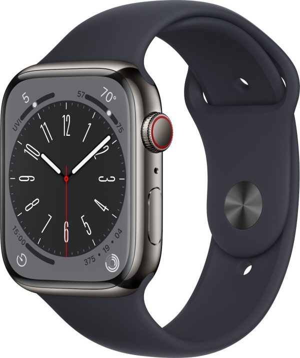 Smartwatch Apple Watch 8 GPS + Cellular 45mm Graphite Stainless Steel Granatowy (MNKU3UL/A).