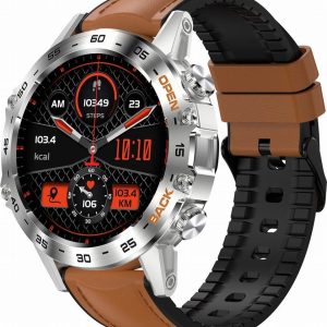 Smartwatch Gravity Zegarek męski SMARTWATCH GRAVITY ASTON GT9-8 srebrny/brązowy skórzano-gumowy.