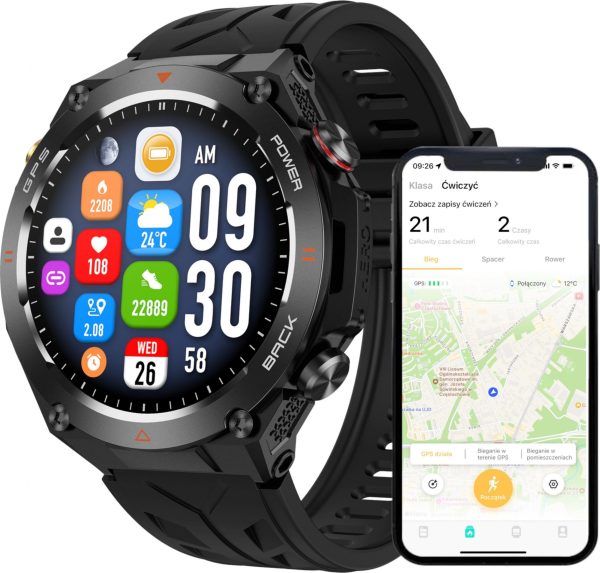 Smartwatch Wenom SMARTWATCH MĘSKI ZEGAREK FUNKCJA GPS ROZMOWY CIŚNIENIE 650mAh SMART WATCH.