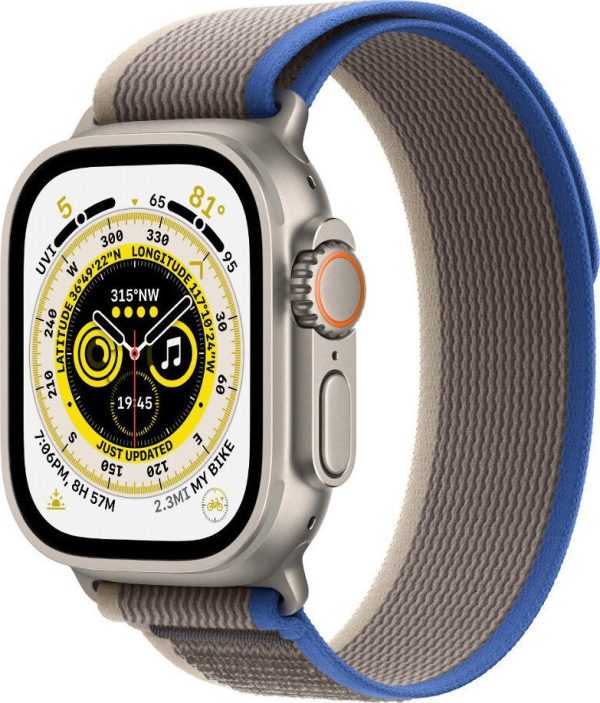 Smartwatch Apple Watch Ultra GPS + Cellular 49mm Titanium Case Trail Loop Small/Medium Szaro-niebieski (MNHL3WB/A).