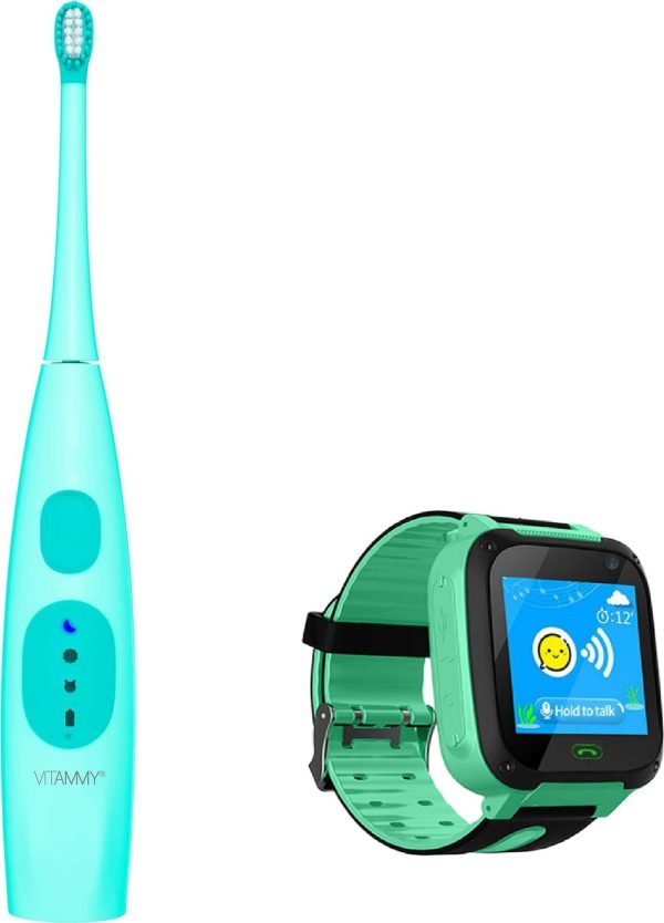 Szczoteczka Vitammy Szczoteczka soniczna Dino Turkusowa + Smartwatch.