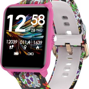 Smartwatch Bemi KIX-M + Głośnik - Słuchawki BT Bemi DUO Czarno-różowy.