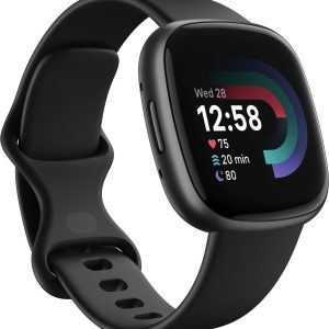 Smartwatch Fitbit Fitbit by Google Versa 4 czarno-grafitowy zestaw prezentowy.