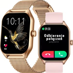 Smartwatch Rubicon Zegarek SMARTWATCH Rubicon RNCF03 r.gold mesh + pink silicone.