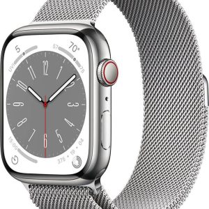 Smartwatch Apple Watch 8 GPS + Cellular 45mm Silver Stainless Steel Srebrny (MNKJ3WB/A).