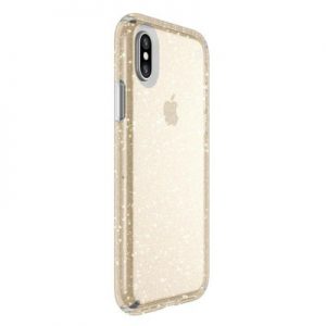 Etui na smartfon PURO Presidio Clear with Glitter do Apple iPhone XR Złoty