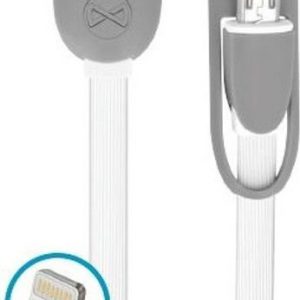 Kabel USB Forever Kabel Forever 2w1 micro-USB + iPhone 8-pin silikon biały.