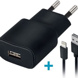 Ładowarka Forever Ładowarka sieciowa Forever USB 1A TC-01 + kabel do iPhone 8-pin czarna.