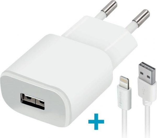 Ładowarka Forever Ładowarka sieciowa Forever USB 2A TC-01 + kabel do iPhone 8-pin biała.