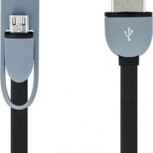Kabel USB Forever Kabel Forever 2w1 micro-USB + iPhone 8-pin silikon czarny.