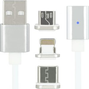 Kabel USB Acurel Magnetyczny 3w1 iPhone USB-C MicroUSB uniwersalny.