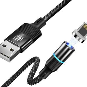 Kabel USB Cafele Kabel magnetyczny Cafele iPhone iPad iPod 3A 1.2m Quick Charge 3.0 Black uniwersalny.