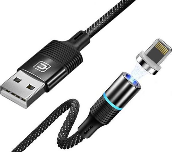 Kabel USB Cafele Kabel magnetyczny Cafele iPhone iPad iPod 3A 1.2m Quick Charge 3.0 Black uniwersalny.