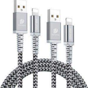 Kabel USB Dux Ducis Kabel Lightning IPhone Dux Ducis 2A 1M+2M KII-PRO zestaw 2w1 wzmacniany nylonowy czarny.