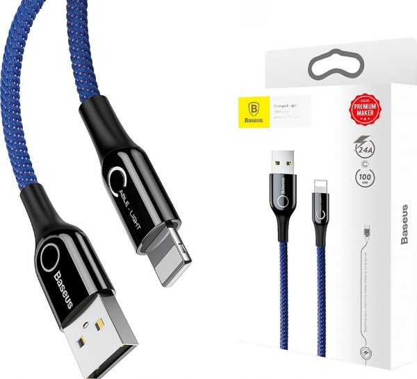 Kabel USB Mikrusy Baseus inteligentny kabel USB lightning iPad iPhone 5 6-s 7 8 X - niebieski.