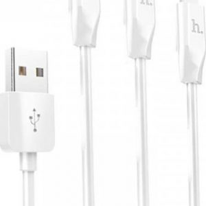 Kabel USB Hoco Kabel 3w1 USB Typ C + Micro USB + iPhone Lightning 2.4A 1m HOCO X1 Rapid Charging biały.