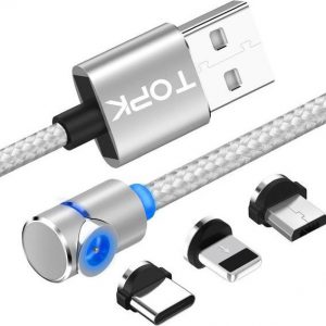 Kabel USB Topk Magnetyczny kabel 3w1 Micro USB Typ-C do iPhone 2m uniwersalny.