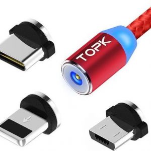 Kabel USB Topk Magnetyczny kabel 3w1 Micro USB-C do iPhone 1m uniwersalny.