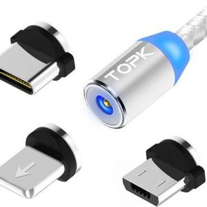 Kabel USB Topk Magnetyczny kabel 3w1 Micro USB-C do iPhone 1m uniwersalny.