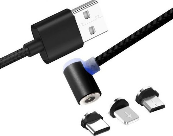 Kabel USB X-CABLE Magnetyczny kabel 3w1 kątowy Micro USB C do iPhone uniwersalny.