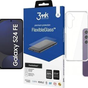 Smartfon Samsung Galaxy S24 FE 5G 8/128GB Grafitowy (SM-S721BZKDEUE) + FlexibleGlass + Etui Clear Case - 12716570