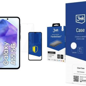 Smartfon Samsung Galaxy A55 5G 8/128GB Black Enterprise Edition (SM-A556BZK) + FlexibleGlass + Etui Clear Case - 9837766