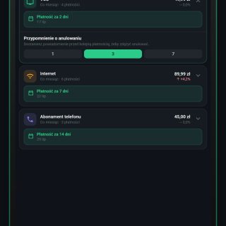 Smart Bill Reminder — lista rachunków i terminy na Androidzie